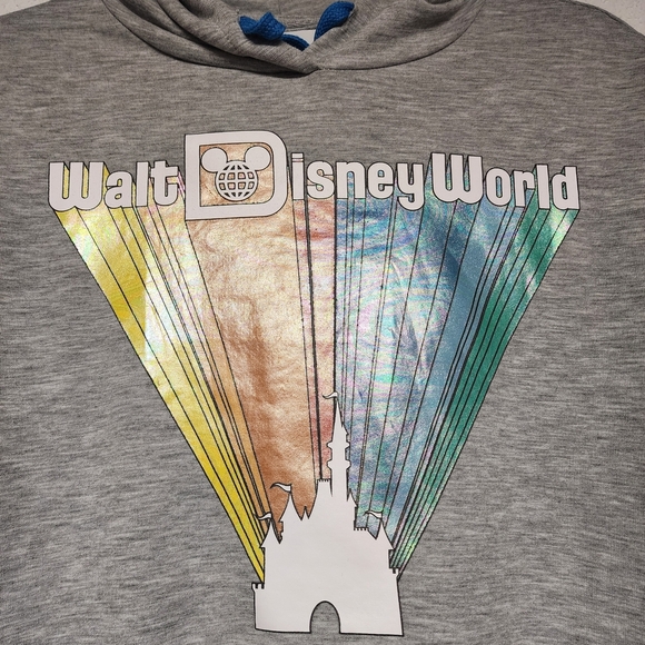 Walt Disney World Rainbow Castle Cropped Hi-Low Hoodie Women's Size Small - Picture 4 of 7